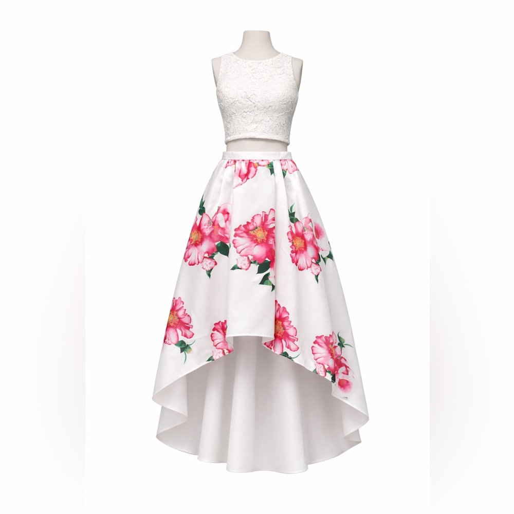 🌸 My Michelle Floral Lace & Satin High-Low Formal Set – Size 3